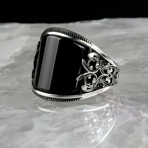 NEW Men's Vintage Black Oil Drop Carved Totem Ring Size 11